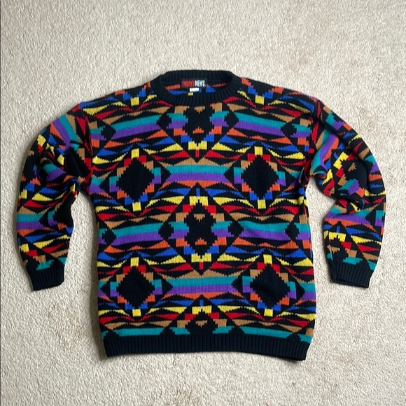 Todays News Crewneck Sweater with Geometric Design - Picture 1 of 3